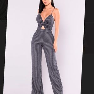 Blue/White Striped Twist Jumpsuit Fashion Nova